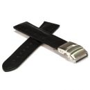 Leder-Uhrband schwarz 18 mm Louisiana - Edelstahlfaltschliee