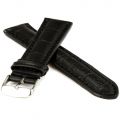 Lederuhrarmband Louisiana - Alligator-Optik schwarz 22 mm